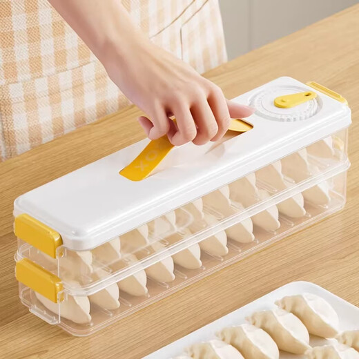 Han Xiao Food Grade Dumpling Box Home Kitchen Refrigerator Freezer Box Wonton Dumpling Quick Frozen Tray Special Fresh Storage Box Refrigerator Dumpling Box - Green Can Hold 24 Dumplings - 2 Layers
