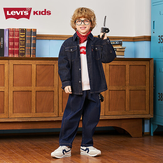 Levi s Levis children's denim shirt jacket 2026 spring new boys and girls shirt children's clothing starry sky blue 150/72 recommended height 140-152cm