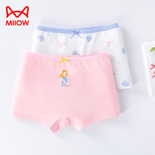 MiiOW Class A pure cotton girls' underwear autumn and winter new girls boxer briefs children's shorts for small and medium-sized children 4/pack little girl + kitten 2 crotch 110 Recommended 20-27Jin Jin equals 0.5 kg