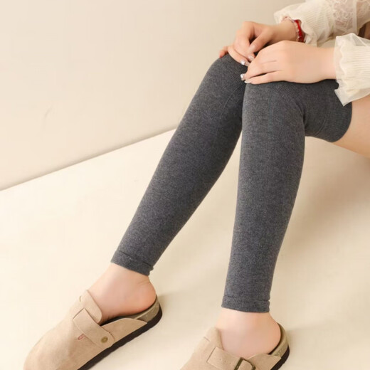 Shijanu's new terry kneepads thickened warm old cold leg joint socks for middle-aged and elderly men and women black M length about 52c