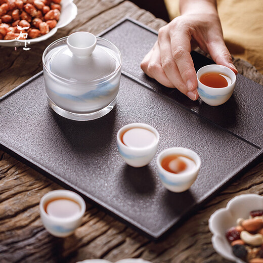 Stone Oriental Jingdezhen ceramic white wine cup household Chinese style wine dispenser yellow wine cup one cup small wine cup slightly drunk 1 pot 2 cups wine set