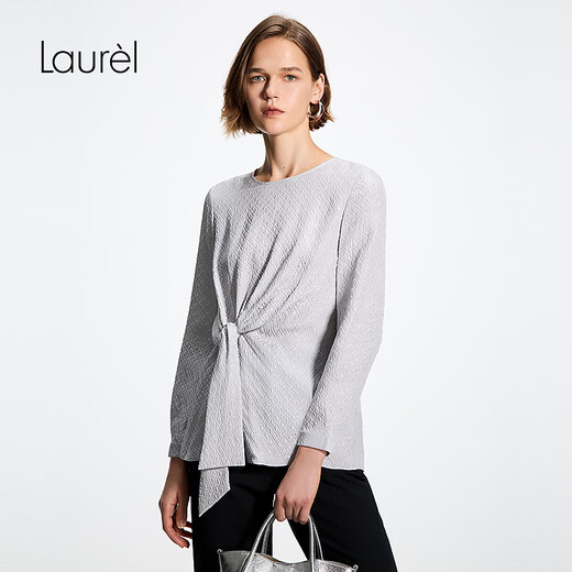 Laur l 21mm silk 26 spring new soft shape waist silk shirt LWL371C00900 mist gray S
