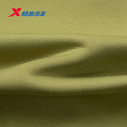 Xtep shopping mall same style children's sweatshirt spring boys and girls soft and lightweight trendy color matching half turtleneck top Autumn green/Danqing black 100