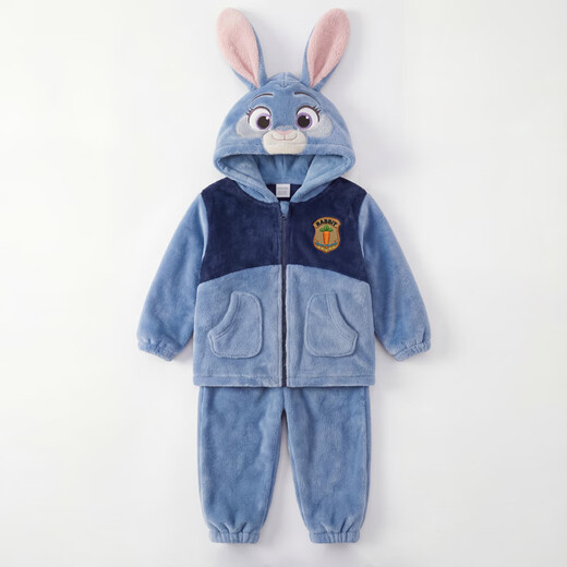 Fangtou Judy Nick Fox Cos Costume Zootopia 2 Rabbit Police Officer Costume New Year's Day Children's Performance Costumes Judy Rabbit Suit Single Layer Double Sided Velvet 120 cm
