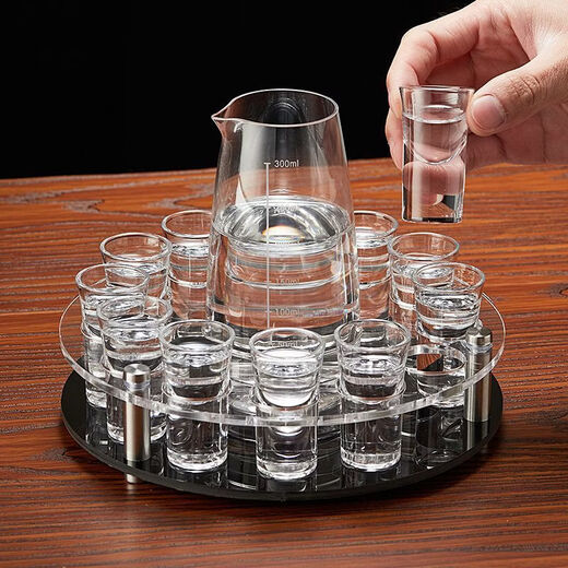 Fantasy foreign wine glass set household high-end wine glass trumpet wine set wine cup bullet bar wine pot (round frame) 1 pot 24 cups