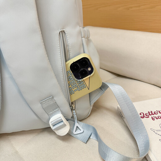 Xinmu school bag for junior high school students, large-capacity backpack for class and travel, college ins versatile primary school student backpack, blue, three random badges + 1 card (star pendant)