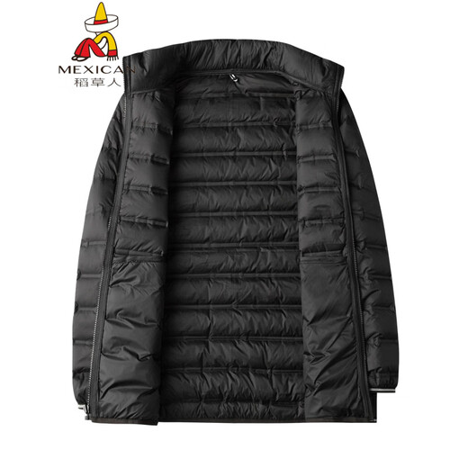 稻草人胖子哥2025年秋冬新款男青年加肥加大码时尚休闲立领轻薄羽绒服 黑色 7XL