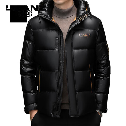LILANZ Fashion Down Jacket Men's 2025 Winter New Casual Trendy Shorts Warm 90 Duck Down Hooded Jacket Black M 170