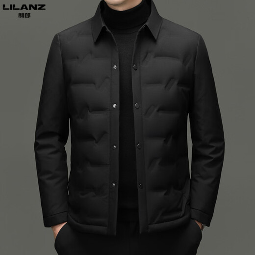 Мужской короткий пуховик LiLang в том же стиле, осень и зима, новый тонкий топ, мужская теплая повседневная куртка с лацканами 25622, черный 4XL 195