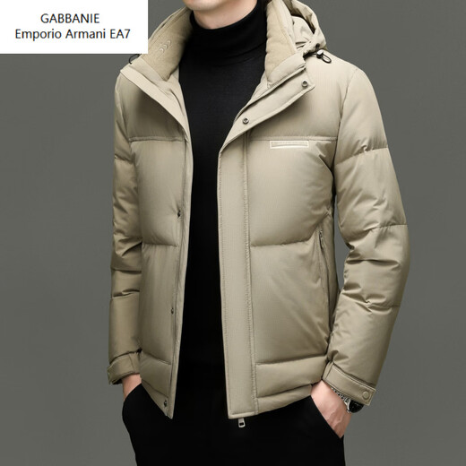 Emporio Armani EA7 Armani high-end men's down jacket winter new middle-aged business casual warm thickened 90 duck down jacket light khaki M recommended weight 100-120Jin Jin equals 0.5 kg
