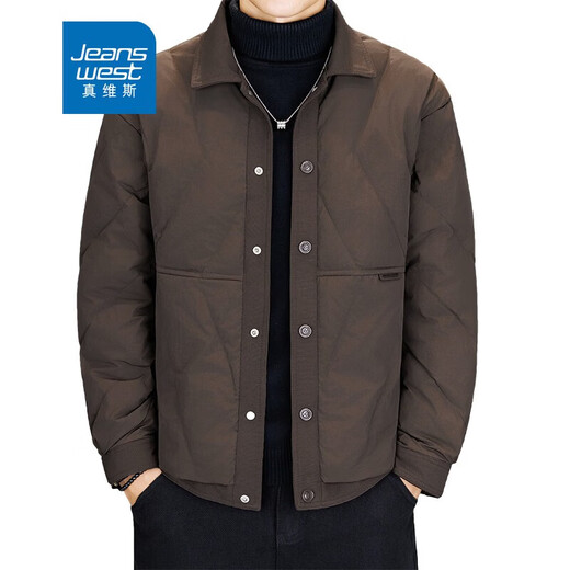 Jeanswest National Standard Новый мужской пуховик с лацканами Мужская куртка 90 Флисовый легкий тонкий чистый пуховик Коричневый 4XL