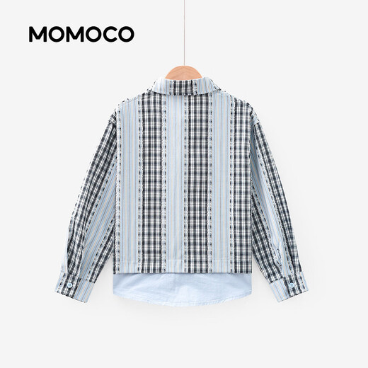 Mami Maka (MOMOCO) children's clothing boys' shirts 2026 spring fashion trendy shirts for middle and large children blue 130