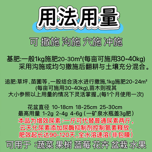 Yuntianhua urea slow-release fertilizer agricultural long-lasting instant fully water-soluble fertilizer general-purpose high-nitrogen fertilizer for vegetables and vegetables sub-bag packaging 1Jin Jin equals 0.5 kg