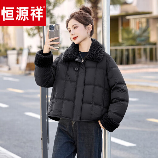 Hengyuan Xianggan super good-looking down jacket women's short 2026 winter new style small thickened warm white duck down jacket beige L