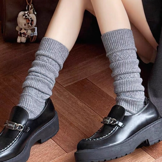 Autumn and winter thickened wool stockings for women, Korean rhombus slimming leg socks, white, one size fits all