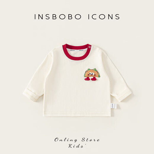 INSBOBO Children's T-shirt 2026 Spring Boys New Baby Style Children's Clothes Girls Clothes Tops Spring and Autumn Bottoming Shirts Beige 100