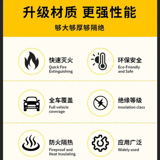 Silicone fire-extinguishing blanket, household fire-extinguishing blanket, automotive fire-extinguishing blanket, efficient flame retardant and fire-proof, new energy electric vehicle, sedan, SUV train-proof coat cover, fire-extinguishing blanket, automotive fire-extinguishing blanket 6m*8 meters