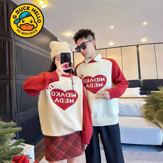 G.duck parent-child sweater for a family of three babies, autumn and winter 2026 new style Spring Festival and New Year mother-daughter sweater, red 80 cm
