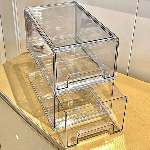 Gaoqi Facial Mask Storage Box Light Luxury Transparent Acrylic Drawer Cosmetics Storage Dustproof Large Capacity Desktop Storage Medium Transparent 2 Independent Boxes