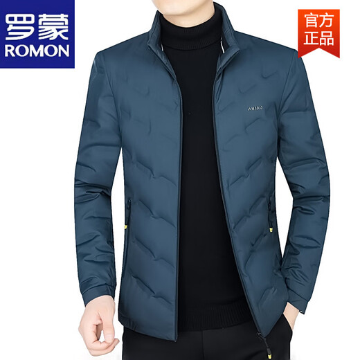 ROMON Men's Down Jacket Winter Short Style Men's Middle-aged Business Casual White Duck Down Light Thin Stand Collar Warm Jacket Gray 2056 M 170 Size