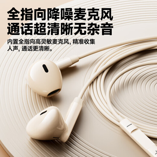 Lenovo wired headphones HIFI sound quality high-resolution audio with microphone noise reduction live broadcast karaoke singing music sports semi-in-ear gaming computer headphones type-c YF01 white