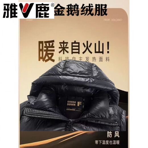 Yalu Black Gold Five-Check Goose Down Jacket Men's Winter Short Jacket Large Size High-end Fashion Brand Jacket S (80-100Jin Jin is equal to 0.5kg)