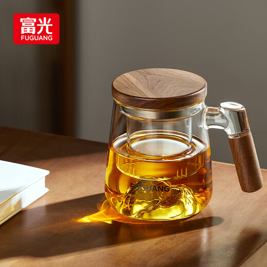 Fuguang tea cup tea water separation high borosilicate glass cup office tea cup flower tea cup fair cup 500ml