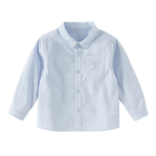 DAVE&BELLA 2026 Spring New Cotton Children's Shirts Western Style Boys Casual Long Sleeve Tops Baby Clothes Children's Shirts Light Blue Ready in Stock 110 cm (Recommended Height 100-110cm)