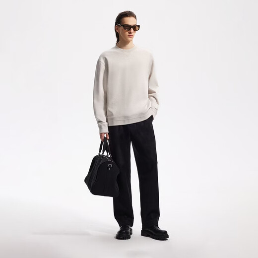 JACK&JONES 26th Men's Spring Sweater Simple Ribbed Round Neck Loose Trendy Long-Sleeved Woven Top 226133093 G01 Lime Gray Regular M (175)