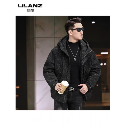 利郎（LILANZ）连帽迷彩羽绒服男士冬季新款保暖男装短款高档感鸭绒夹克外套 米色- 14XL (170)