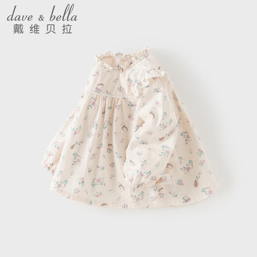 DAVE&BELLA girls' shirts pure cotton baby girl's baby shirts 2026 spring new fashion style children's tops children's clothes little hedgehog print ready stock 80 cm (recommended height 73-80cm)