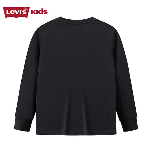 Levi s Levi's children's clothing boys' long-sleeved T-shirt pure cotton 2026 spring new soft and skin-friendly children's clothing Black Beauty 110/56 Recommended height 104-110cm
