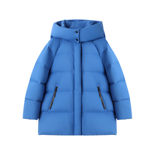 Mohan Yimei Klein Blue 90 duck down 2025 winter new fluffy and warm removable hooded down jacket for women Klein Blue S