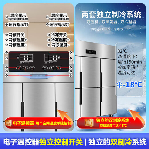 Haier Freezer Commercial Four-Door Six-Door Refrigerator Kitchen Cabinet Upright Hotel Freezer Back Kitchen Quick Freezer Stainless Steel Refrigerator Cabinet Fresh Meat Fresh Cabinet Starfish Standard Model 430 Reinforced Stainless Steel Plate Six-Door Full Freezer
