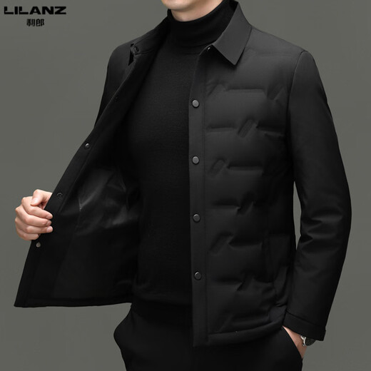 Мужской короткий пуховик LiLang в том же стиле, осень и зима, новый тонкий топ, мужская теплая повседневная куртка с лацканами 25622, черный 4XL 195