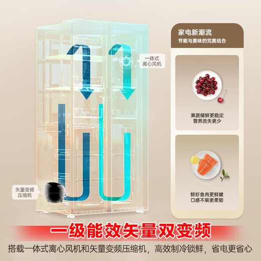 Rongsheng 545L side-by-side door refrigerator ultra-thin large capacity household first-class energy efficiency air-cooled frost-free dual frequency conversion energy-saving fresh-keeping trade-in BCD-545WD6HP national subsidy