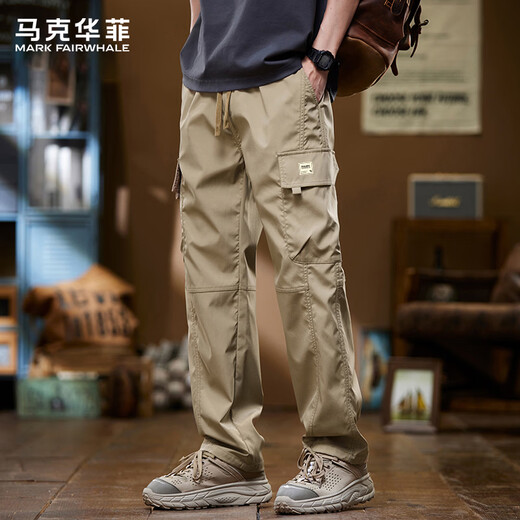MARK FAIRWHALE overalls men's spring and autumn American fashion brand pants men's outdoor loose casual pants men's pants khaki XL