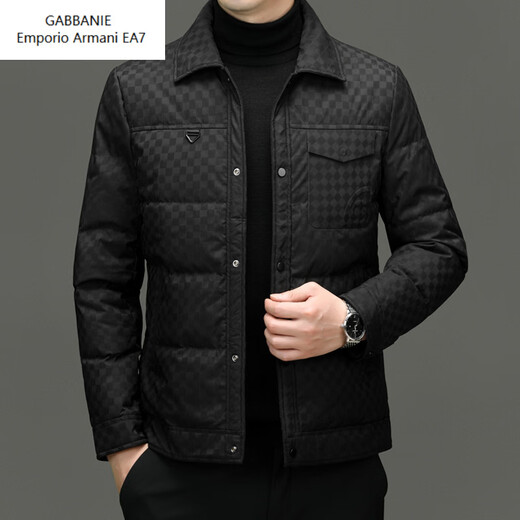Emporio Armani EA7 Armani 2026 high quality men's winter lapel down jacket thickened warm workwear outdoor sports plaid 90 white duck black XL 180
