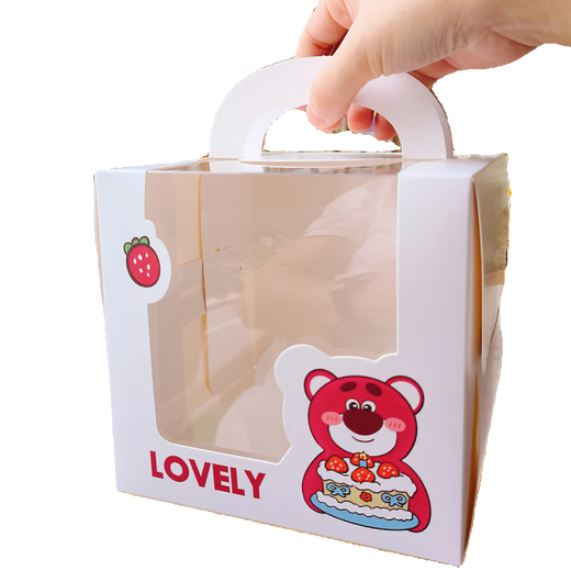Four-inch portable cake box bear 4-inch 6-inch 5-inch transparent cute window opening 6-inch 5-inch west 4-inch vanilla white-heightened 200 pieces
