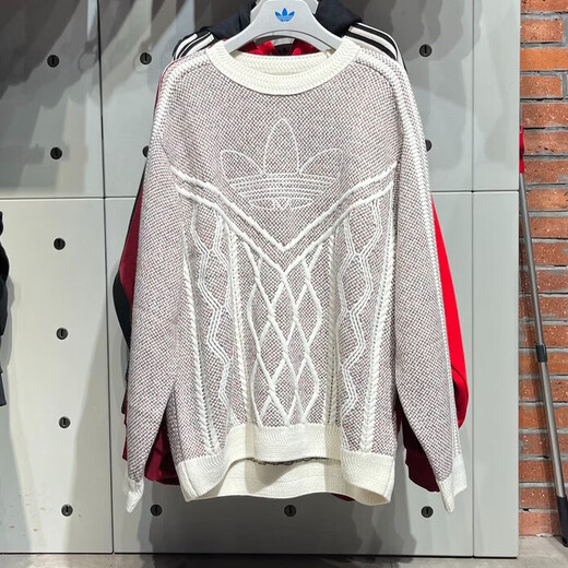 Adidas clover sweatshirt men's 2026 spring new sportswear warm sweater pullover KT0692 Year of the Horse Limited/Pink White 3XL