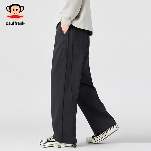 大嘴猴（paul frank）美式复古休闲裤男士2025冬季新款宽松舒适百搭垂感运动长裤子男装 深灰色+深灰色 【优惠两件装】 M 【建议110-125斤】