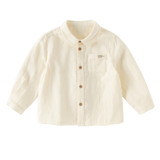 DAVE&BELLA children's shirts 2026 spring new pure cotton boys casual long-sleeved shirts baby long-sleeved tops children's clothes apricot ready in stock 120 cm (recommended height 110-120cm)