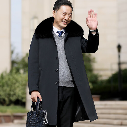 CHEVALPES international first-line brand parka men's gold mink fur integrated inner liner long nikk coat thickened black long mink fur collar + down liner 798 M 170