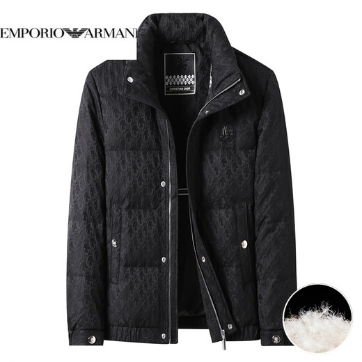 EMPORIO ARMANI Armani down jacket men's short fashion casual thickened warm and cold-proof high-end men's stand-up collar jacket white 4XL 195