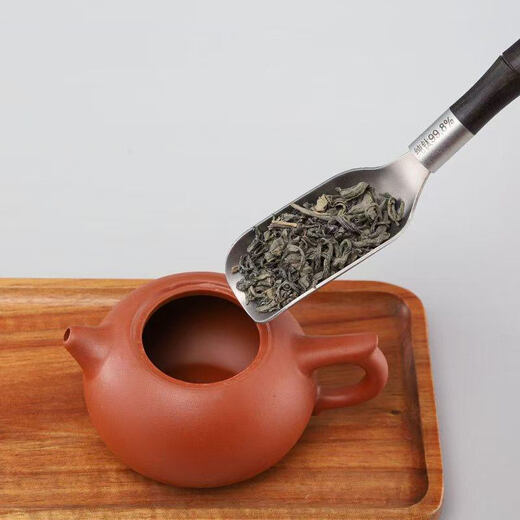 Jingxiang Food Titanium Split Tea Spoon Tea Shovel Tea Spoon Household Tea Spoon Tea Clip Tea Spoon Tea Ceremony Six Gentlemen Tea Set Accessories Wooden Titanium Tea Spoon (Round Handle)