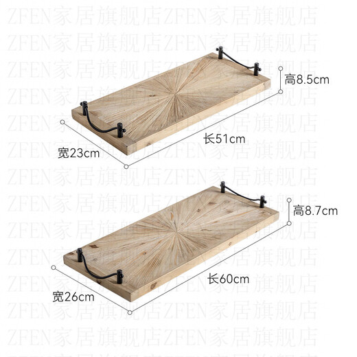 ZFEN German imported quality wabi-sabi style retro old wooden tray coffee flower shop B&B afternoon tea plate gourmet A2504_two set price