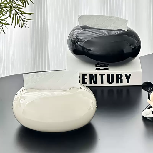 Yusenyi Luxurious double-layer paper box, high-end living room tissue storage box, light pumping plastic paper box desktop, cool black (double-layer model)