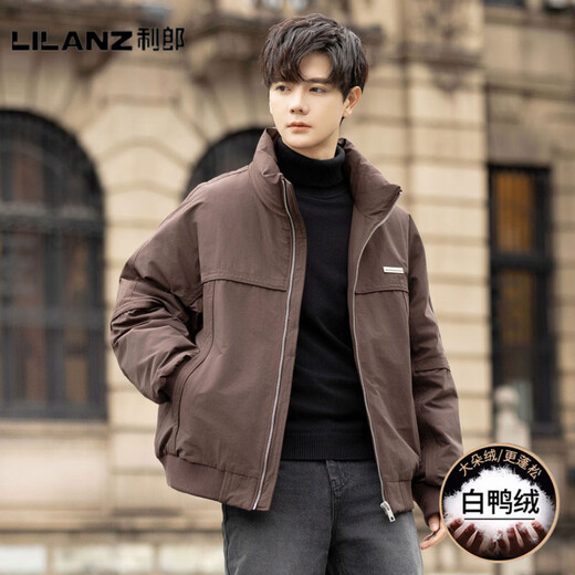 LILANZ official 2025 new men's high-end stand-up collar thickened down jacket winter trendy brand coat white duck down winter coat YR2558 black - flagship model L (120-135Jin Jin equals 0.5kg)