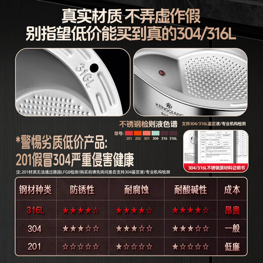 Sonorous 316L stainless steel drain basket, drain basket, rice cleaning artifact, food-grade kitchen drain basin, fruit and vegetable washing sieve filter basin, rice cleaning basin + 304 grater, thickened 316L steel, German quality