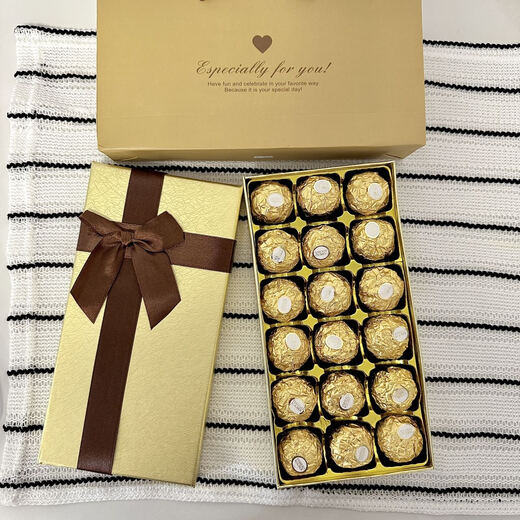 Ferrero chocolate gift box, New Year's gift, New Year's gift box, Spring Festival group purchase, Valentine's Day, birthday girl's gift for boyfriend and girlfriend, 18 pieces Ferrero gift box (gift bag)